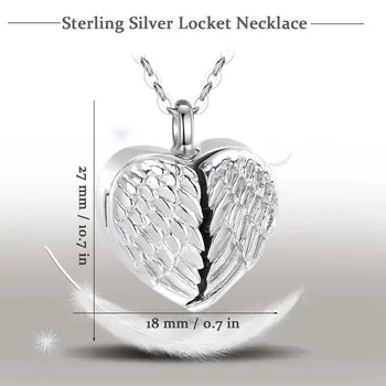Eudora Sterling Sølv Hjerte Medaljon Hjertet ligbrænding memorial aske urne vinge, åbnede design bur halskæde smykker minde CYG011