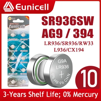 Eunicell NYE 10stk LR936 AG9 394 Knappen Pilas Batterier SR936SW SR936 LR45 CX194 194 394A L936 1,5 V Alkaline Cell Coin Batteri