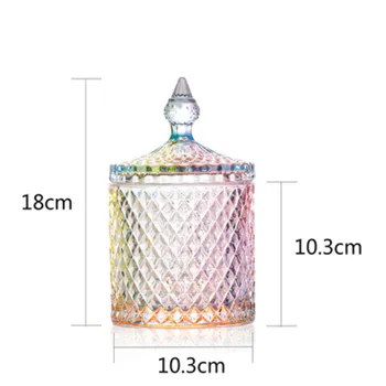 Europa-Farve Krystal Glas Opbevaring 600ML Dåse Sukker Dåser Diamant Candy Box en Vatpind Max Bomuld Pad Husstand Opbevaring