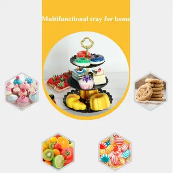 Europæiske Skuffe Ferie Part Tre-lags-Frugt Dessert Skål Slik Kage Stå til selvhjælp Vise Hjem Tabel Dekoration Skuffer