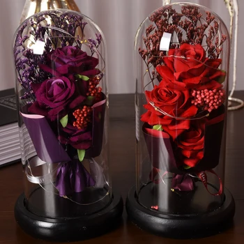 Evige Rose Blomster Rose Blottere Blomster I Kolben glaskuppel Til Valentinsdag, Mors Dag, Fødselsdag, Gave Bryllup Dekoration
