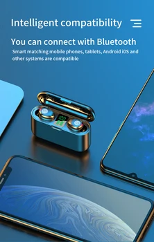 F9-13 TWS Touch Tre Ægte Digital Display, Bluetooth 5.1 Headset Musik Spillet Call Sport Mode Hovedtelefoner Til Huawei Apple