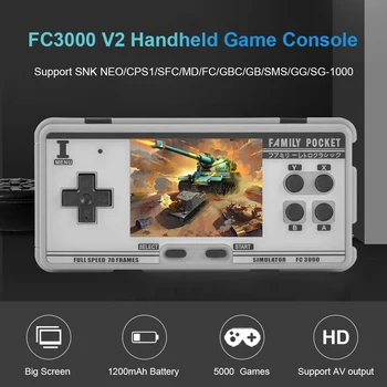 FC3000 V2 Klassiske Håndholdte spillekonsol 16G Bygget i 5000 Spil 10 Simulator Portable AV-Udgang Understøtter NTSC-Format Gaming