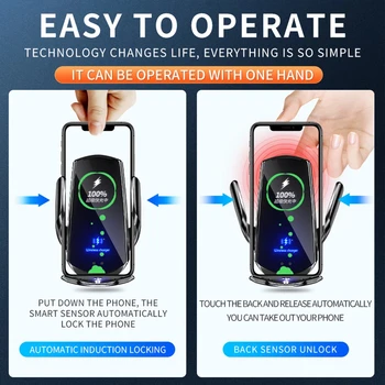 FDGAO 15W Qi Bil Trådløse Oplader Mount til iPhone 12 11 XS-XR-X 8 Magnetiske Infrarød Sensor Automatisk Fastspænding i Bil telefonholder