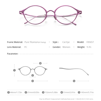 FONEX Ren Titanium Briller Ramme Kvinder Retro Cat Eye Recept Briller 2021 Nye Cateye Nærsynethed Optiske Briller F85657