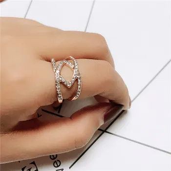 FYUAN koreansk Stil Geometriske Djustable Ring for Kvinder Steg guld Rhinestone Bryllup Part, Ringe, Smykker Gaver