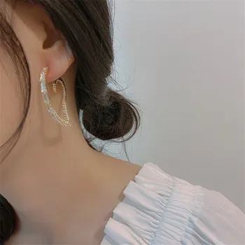 FYUAN koreansk Stil Hjerte Crystal Zircon Hoop Øreringe til Kvinder Bijoux Geometriske Øreringe Statement Smykker Gaver