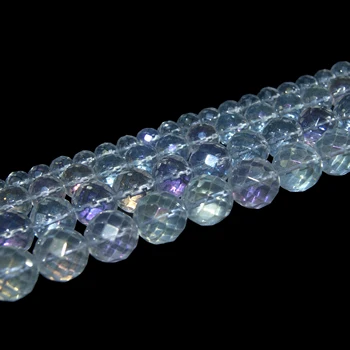 Facetteret natursten Glas Quartzs Krystal Sten Løs Runde Perler 6 8 10 12 MM Pick Størrelse Til Smykker at Gøre Diy Armbånd