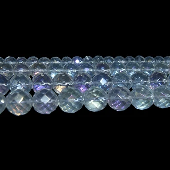 Facetteret natursten Glas Quartzs Krystal Sten Løs Runde Perler 6 8 10 12 MM Pick Størrelse Til Smykker at Gøre Diy Armbånd