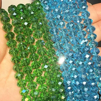 Facetteret tjekkisk Krystal Glas Rondelle Perler Blå Grøn Runde Løse Perler Til Smykker at Gøre DIY Armbånd Tilbehør 3 4 6 8mm