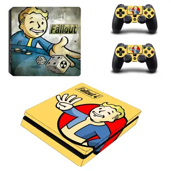 Fallout Stil PS4 Slim Skin Sticker til Sony Playstation 4 Slim Konsol & 2 Controllere Decal Vinyl Beskyttende Skind Stil 14