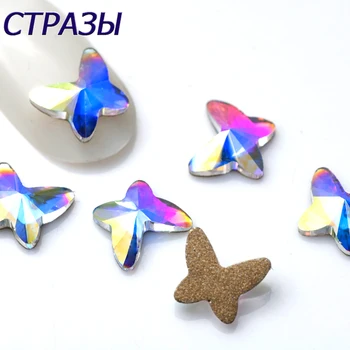 Farve Krystal og Crystal AB AB Flatback Nail Art Rhinsten 3D-Glas Strass Diamant Ørestikker Perler Negle Dekoration Smykker Værktøjer