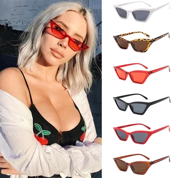 Fashion Kvinder Briller Lille Ramme Cat Eye Solbriller Top Kvalitet UV400 Sun Shades Briller Street Briller Kvindelige Briller