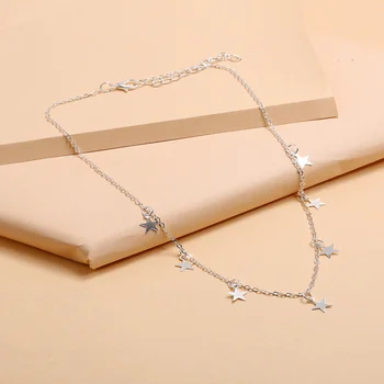 Fashion simpel fortykkelse fem-takkede stjerne, Geometri halskæde Kvindelige trendy smykker Elskere Gaver