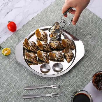 Fisk Og Skaldyr Conch Tre-Stykke Kreative Rustfrit Stål Conch Fastspændingssæt Snail Eating Af Seafood Buffet Service Sæt