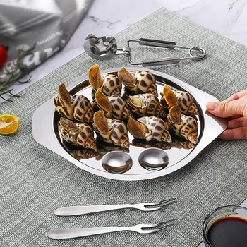 Fisk Og Skaldyr Conch Tre-Stykke Kreative Rustfrit Stål Conch Fastspændingssæt Snail Eating Af Seafood Buffet Service Sæt