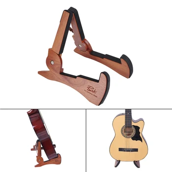 Foldbar Guitar Stand Holder Massivt Træ String Instrument Beslag Søde Kanin Form for Elektrisk Akustisk Guitarer, Bas