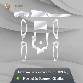 For Alfa Romeo Giulia 2017-2019 Bilen Center konsol Gennemsigtige TPU Beskyttende film Anti-scratch Reparation film Tilbehør
