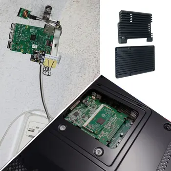 For Raspberry Pi 4/3 Aluminium uden Dual Cooling Fan Metal Shell Sort Kabinet til RPI Raspberry Pi 4B/3A/3B+