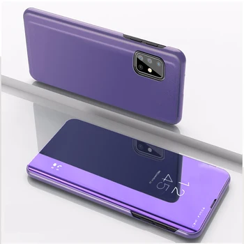 For Samsung A52 4G Tilfælde Flip Mirror Stå Phone Case for Samsung Galaxy A72 A725F / A52 5G Cover Coque Luksus Beskyttende 2021