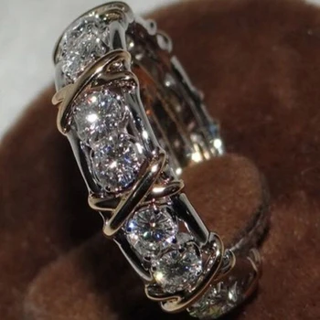 Forhandlerens bedste valg kvinde dobbelt farve zircon ring nyt hot X engagement ring