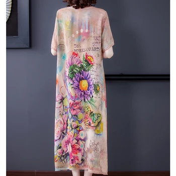 Forår, Sommer, Strand 4XL Plus Size Bane Maxi Kjole 2021 Blomstret Vintage Mulberry Silke Kjole til Elegante Kvinder Bodycon Part Vestidos