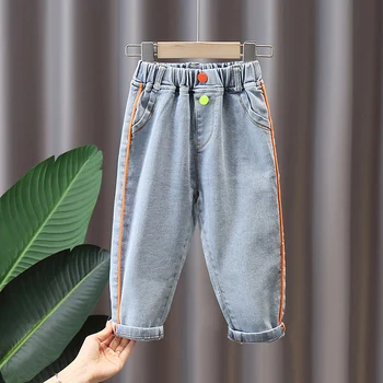 Foråret tøj til baby drenge piger elastisk talje denim bukser 1 2 3 4 5 6 år babyer fødselsdag tøj, udstyr jeans bukser