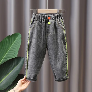 Foråret tøj til baby drenge piger elastisk talje denim bukser 1 2 3 4 5 6 år babyer fødselsdag tøj, udstyr jeans bukser
