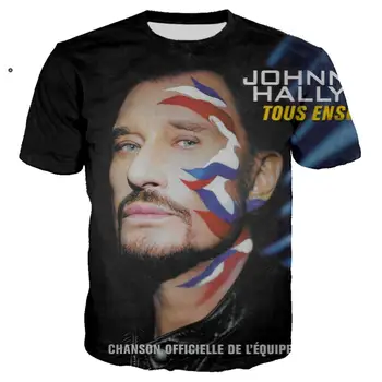 Fransk Johnny Hallyday T-Shirt 3D-Print Rock T-Shirts Mænd Kvinder Casual Streetwear Hiphop Tøj Harajuku Toppe