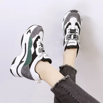 Fujin 2021 Ægte Læder Kvinder Sneakers High-Platform Sko Chunky Åndbar Læder Behageligt At Gå Følelse Donot Sved