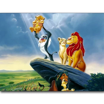 Fuld 5D Diy-Pladsen Diamant Broderi Mosaik Rhinestone Malerier Tegnefilm Lion King Billede Børn Gift Hjem Soveværelse Dekoration
