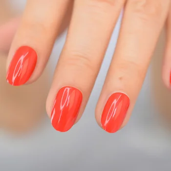 Fuld Dækning Falske Negle Korte French Nail Art Tips, som lyser Rødt, Tryk På Søm UV Gel Faux Ongles Former