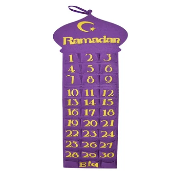 Følte Eid Mubarak Ramadan Kareem Moské Nedtælling Kalender Børnetøj Til Stede 2021 Nyeste Følte Randaman Dekoration Party
