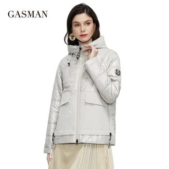 GASMAN Nye Kvinder er forår jakker 2021 Kort solid farve outwear lomme hooded coat kvinder casual mode kvindelige jakke 81070