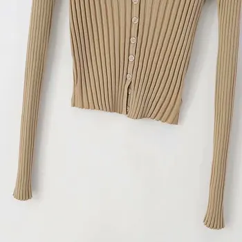 GOPLUS Sweater Kvinder koreanske V-Hals Strikket Kort Cardigan med Lange Ærmer Modetøj Kvinde 2021 Strik Damer Trøjer C9875