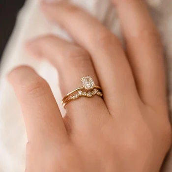GS koreanske 925 Sterling Sølv Skinnende Runde Zircon Diamant fingerring til Kvinder Bryllupsdag Smykker Tilbehør