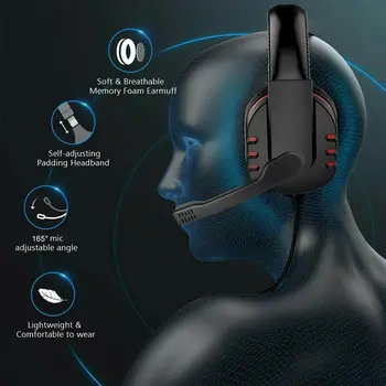 Gaming Headset Stereo Surround Hovedtelefoner 3,5 mm Kabel Med Mic For PS4 Bærbar Xbo
