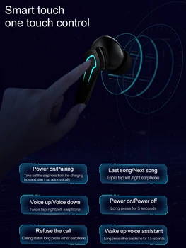 Gaming Headset TWS Bluetooth-V5.1 Trådløse Hovedtelefoner Vandtæt Fingeraftryk Touch Hovedtelefoner Cykling kører Sport Musik Ørestykker