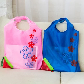 Genanvendelige Shopping Taske Håndtaske Jordbær Sammenklappelig Til Opbevaring Taske Foldning Frugt Shopping Købmand Nylon Tote Shoulder Bag