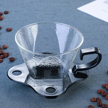 Genanvendeligt Glas Og Filter Varmeandig Og Dryp Filter Praktiske Kop Kaffe Filter Tragt Holdbar Og Køkken Værktøjer
