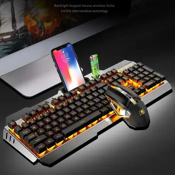 Genopladelige Trådløse Mekanisk Tastatur og Mus Spil Combo Standard med Baggrundsbelysning til Gaming vandtæt r30