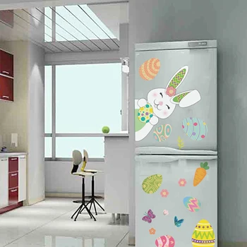 Glædelig Påske Wall Sticker Dekorationer til Hjemmet Farverige Rabbit Æg Elektrostatisk Vindue Plakater Påske Hjem Mall Butik Indretning