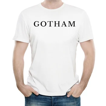 Gotham T-Shirt Hvid Farve Herre Mode Korte Ærmer Sjove Logo T-shirt, Toppe, t-Shirts, Casual Unisex Foråret Style Tøj