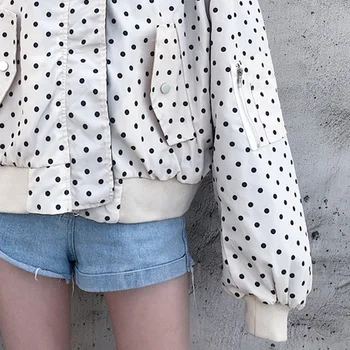 Grundlæggende Jakker Kvinder Casual Dagligt Kvindelige Frakker To Side Tøj Polka Dot Design, Mode Ulzzang Alle-match Foråret Damer Outwear