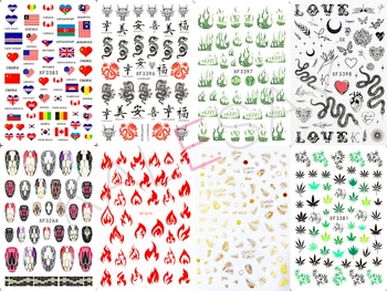 Grøn Kløver Negle Stickers til Design Manicure Brand Elsker Mig Tilbage Lim Søm Kunst Mærkat Dekoration Flag Decals Øl Flamme