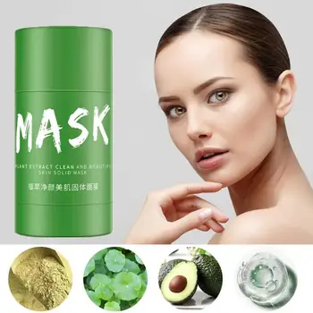 Grøn Te Rensende ansigtsmaske stick Olie Kontrol Hudorm Acne klart, Fløde masker Skønhed Huden Pleje Rensende Ler