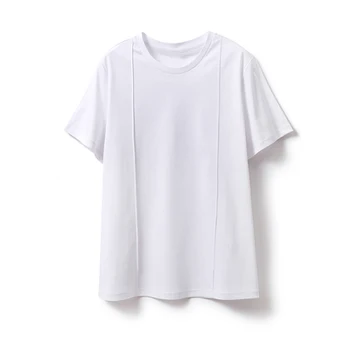 HAN kortærmet T-shirt kvinder sommeren nye mercerized bomuld fashionable dobbelt-sys design alsidig og enkel