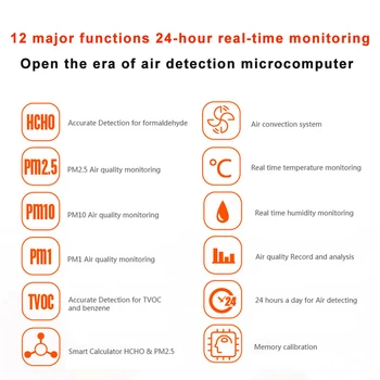 HCHO TVOC Bærbare LCD-Display Analyzer Hjem Kontor PM2.5 Air Quality Monitor Genopladelige Indendørs Nøjagtig Temperatur Luftfugtighed