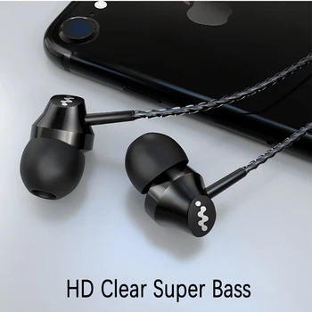 HD Klare In-Ear Hovedtelefoner Super Bas, Stereo Ergonomisk 3,5 mm Jack Kabelforbundne Hovedtelefoner Headset Øretelefoner Med MIKROFON Til Iphone Xiaomi PC