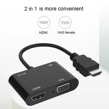 HDMI til HDMI VGA Kvindelige Dobbelt Skærm Converter Adapter til TV Projektor til Bærbar HDMI-Grænseflade Dobbelt Skærm